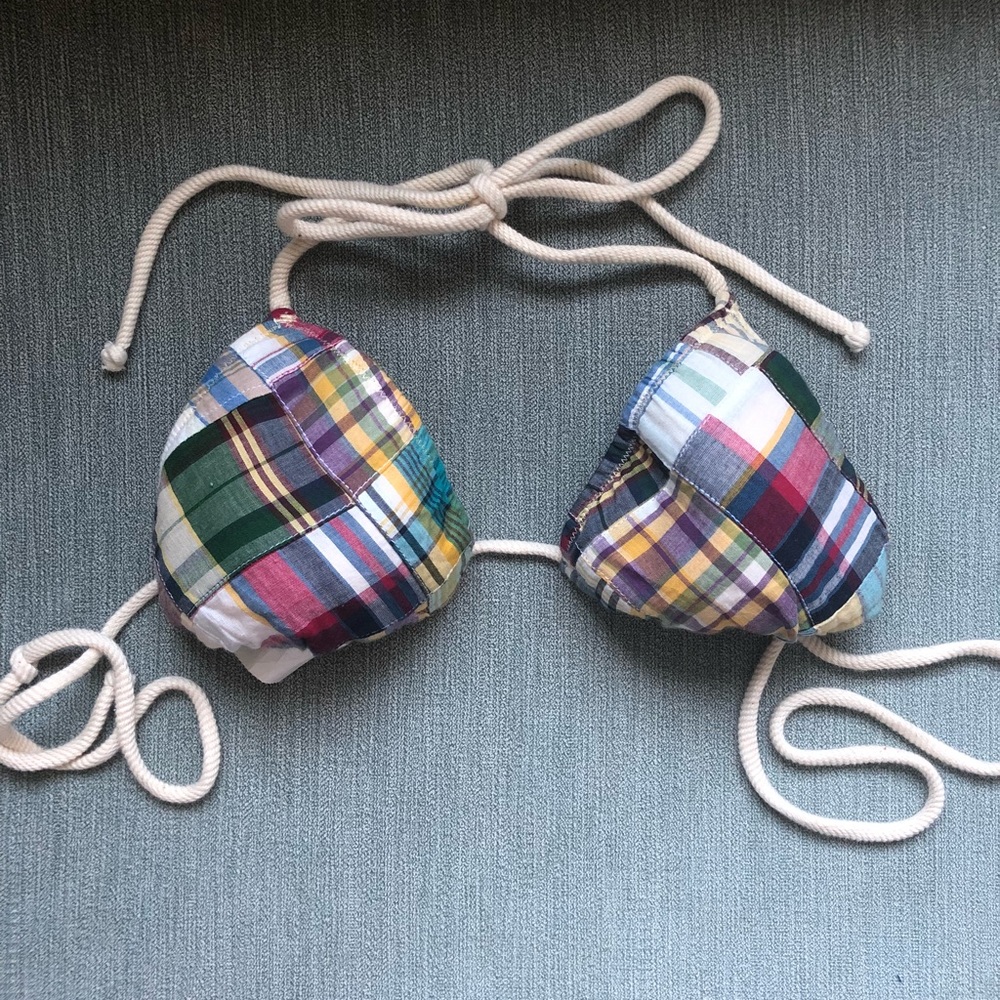 NWT J. Crew madras bikini swim top